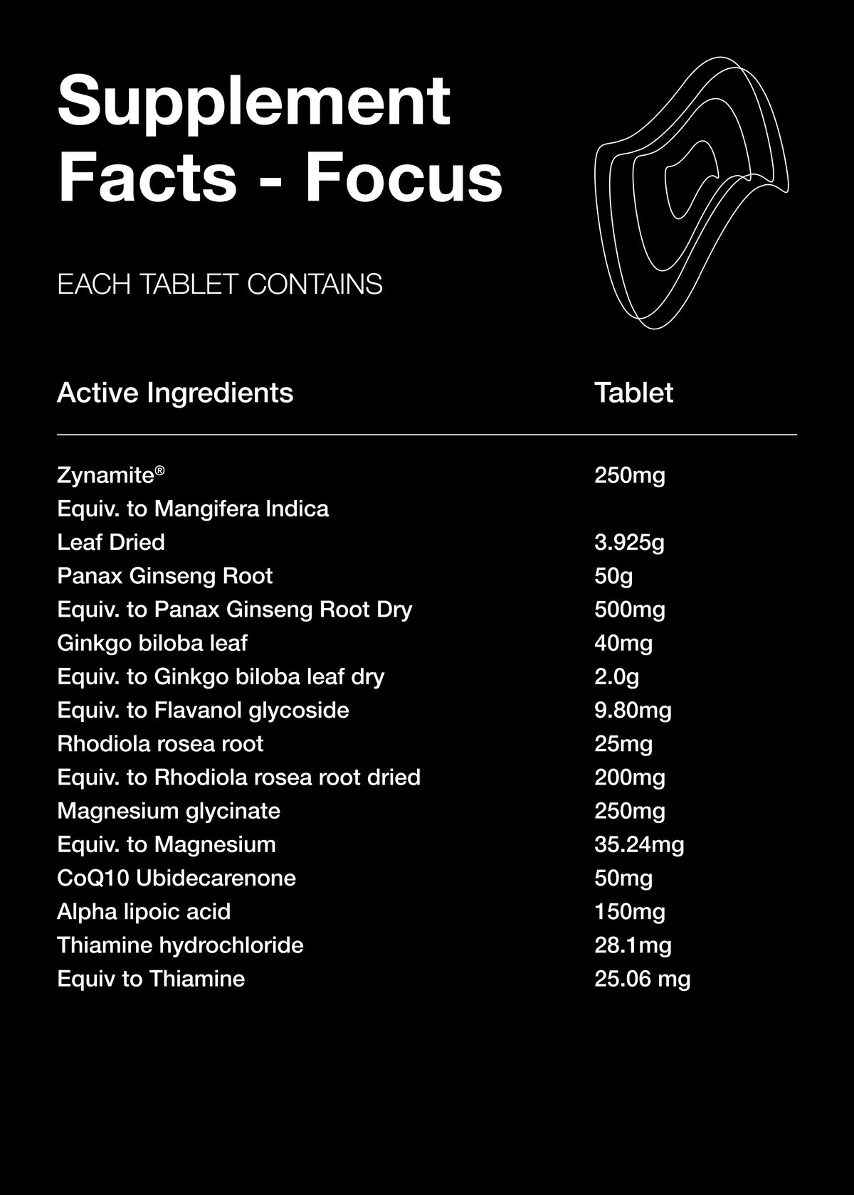 Yootropics Focus showcasing active ingredients